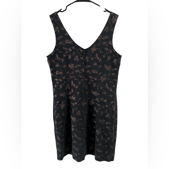 David Wayne black mini dress with sparkle floral detailing - Picture 3 of 5